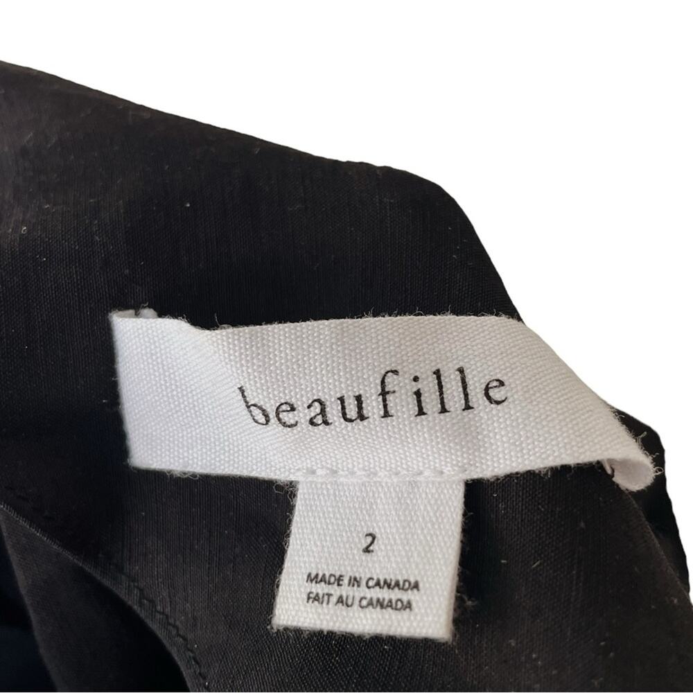 Beaufille Black Off Shoulder Chic Feminine Linen Blend V Neck Bia Top - 2 $325 - Picture 5 of 10